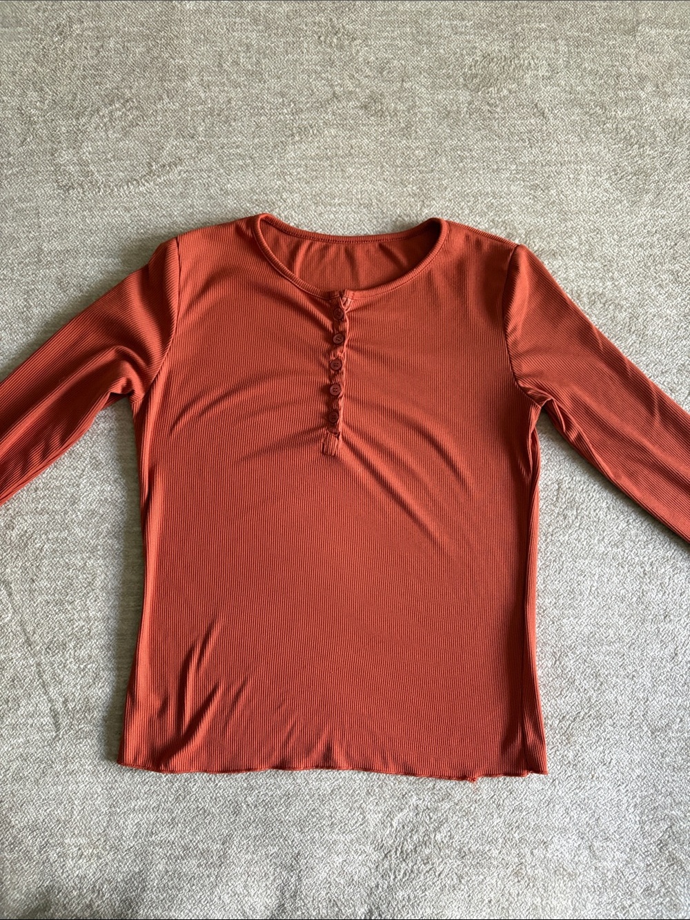 Amazon Women’s Long Sleeve Henley Top - Burnt Orange
